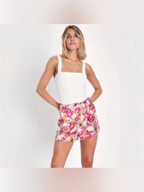 Lulus Blooming Cutie Floral Print Satin Mini Skort